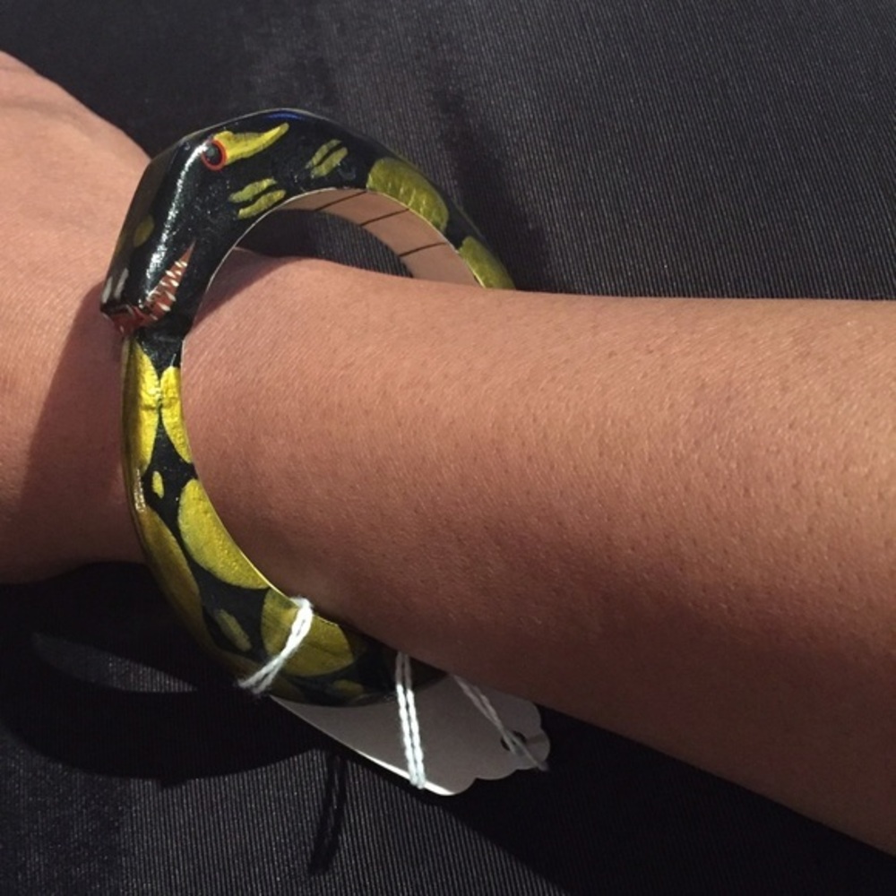 Wood snake bangle bracelet Handmade